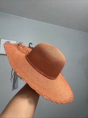 Jessica Simpson Rust Wide-Brim Straw Sun Hat